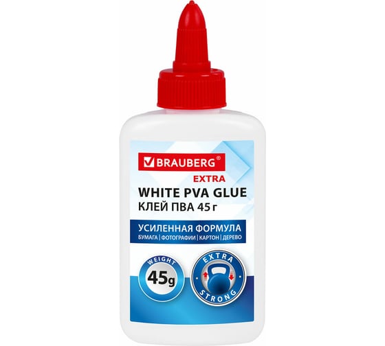 Клей ПВА BRAUBERG усиленный, Extra (бумага, фотографии, картон, дерево), 45 г 271938 1
