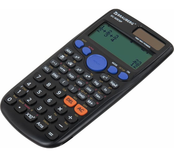 Калькулятор инженерный BRAUBERG Sc-82esp (165x84 мм), 252 функции, 10+2 разрядов, двойное питание 271723
