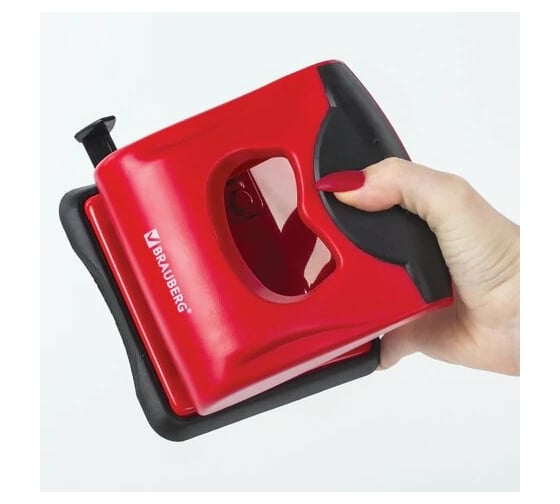 Дырокол BRAUBERG JET PRO до 30 листов, красный/черный 228601