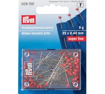 Иглы для закалывания PRYM "шарики", стеклянные головки, сталь, 5 г, 35 мм, красные 029700 502439