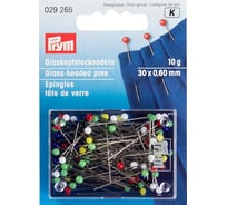 Иглы для закалывания PRYM "шарики", стеклянные головки, сталь, 10 г, 30 мм, ассорти 029265 275329