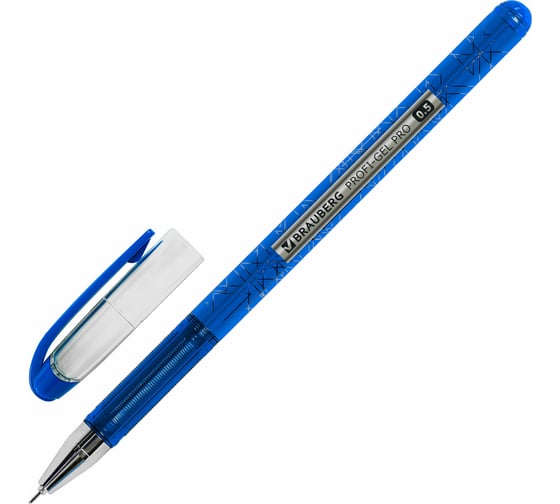 Ручка гелевая BRAUBERG Profi-Gel Pro, Синяя, линия письма 0,4 мм, игольчатый наконечник 0,5 мм, печать на корпусе 144125 1