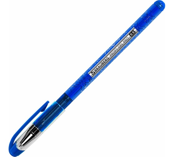 Ручка гелевая BRAUBERG Profi-Gel Pro, Синяя, линия письма 0,4 мм, игольчатый наконечник 0,5 мм, печать на корпусе 144125