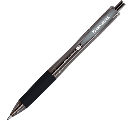 Ручка гелевая BRAUBERG автоматическая с грипом Office Style, Черная, линия 0,4 мм 144123