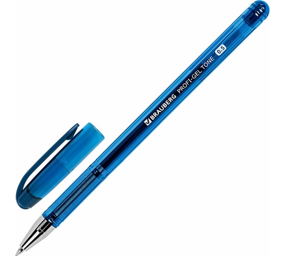 Ручка гелевая BRAUBERG Profi-Gel Tone, Синяя, линия письма 0,4 мм, стандартный наконечник 0,5 мм, тонированный корпус 144128 1