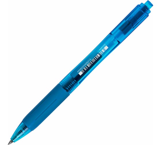 Ручка гелевая автоматическая BRAUBERG с грипом Office Style, Синяя, линия 0,4 мм 144122