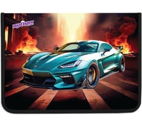 Папка для труда на молнии А4, 1 отделение, откидная планка, органайзер, Fire car, ЮНЛАНДИЯ 272223