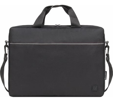 Сумка портфель BRAUBERG Practical с отделением для ноутбука 15,6", Grey line, черная, 29x40x7 см 272604