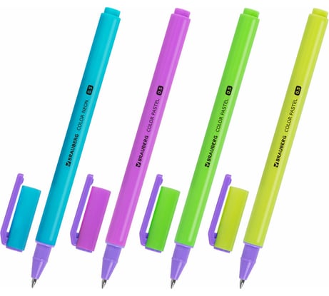 Ручка гелевая Color Neon BRAUBERG, Черная, корпус ассорти, узел 0,5 мм, линия 0,35 мм 24 шт 144120