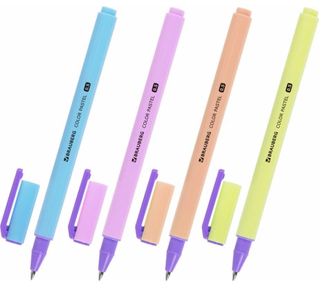 Ручка гелевая Color Pastel BRAUBERG, Синяя, корпус ассорти, узел 0,5, линия 0,35 мм 24 шт 144121