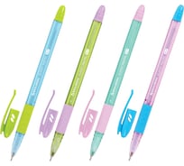 Ручка шариковая BRAUBERG Glassy Pastel Mix, синяя, Комплект 4 штуки, линия 0,35 мм 881024