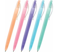 Ручка шариковая автоматическая BRAUBERG Pastel, синяя, Комплект 5 штук, линия письма 0,35 мм, пакет 881019