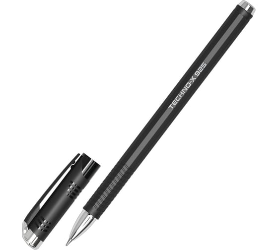 Ручка шариковая масляная BRAUBERG Techno-X 925, Синяя, корпус черный, серебристые детали, линия 0,5 мм 144224