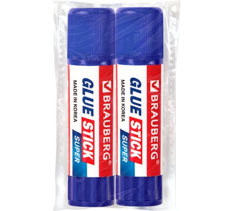 Клей-карандаш BRAUBERG 8 г, Super, комплект 2 штуки в пакете 881032