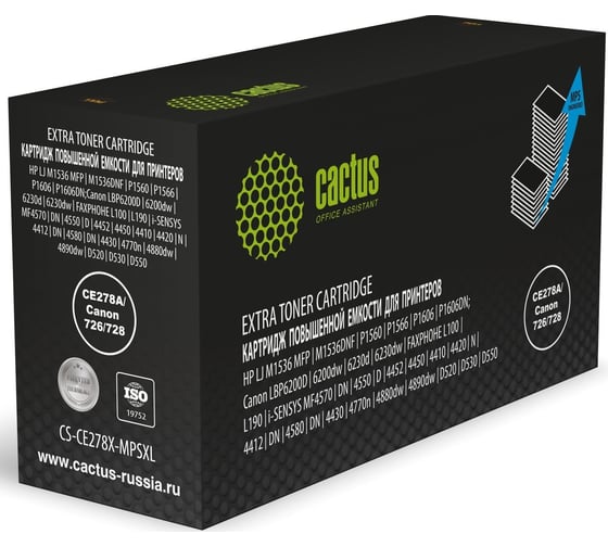 Картридж лазерный Cactus CS-CE278X-MPSXL CE278A/Canon 726/728 черный (8000стр.) для HP LJ M1536 MFP 2003532 1