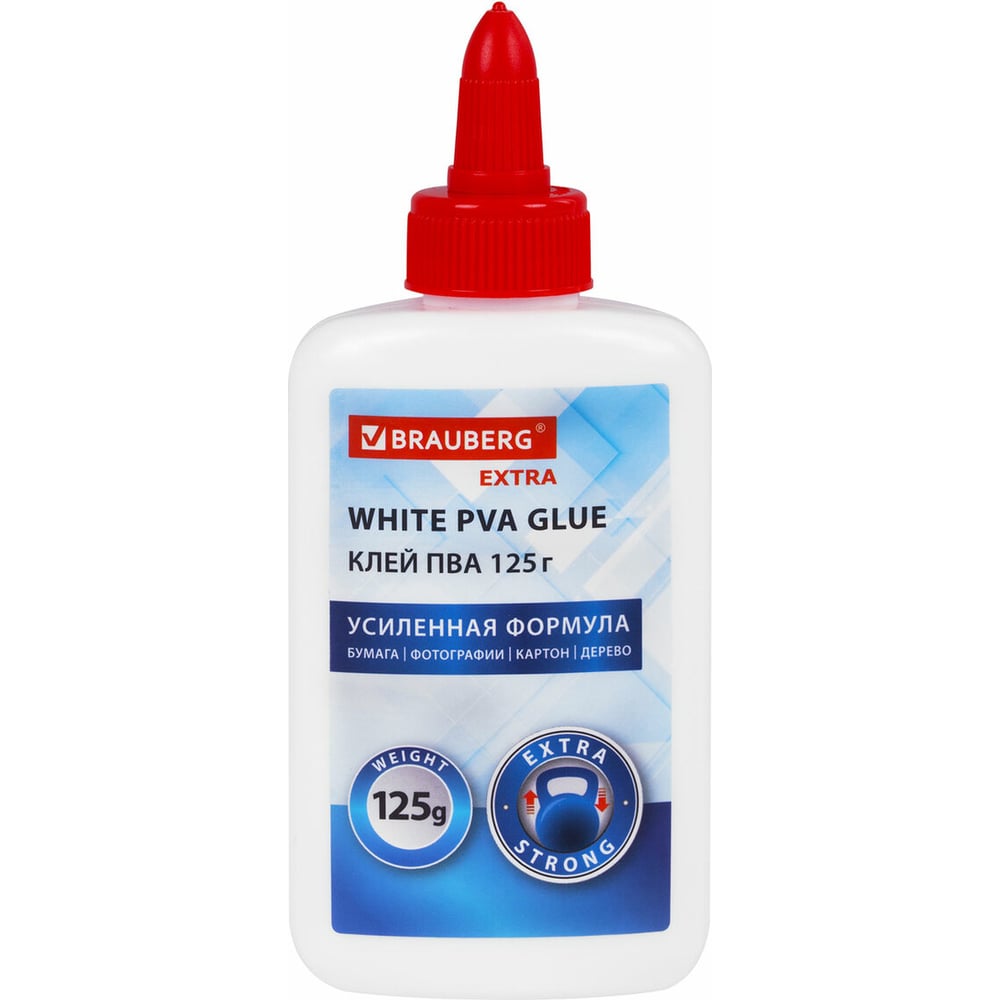 Клей Пва BRAUBERG, усиленный, Extra (бумага, фотографии, картон, дерево ...