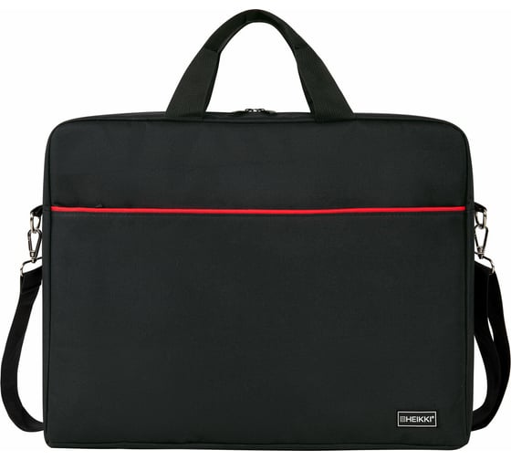 Сумка портфель HEIKKI Maximum с отделением для ноутбука 17,3", черная с красной вставкой, 34x44x6 см, 272591