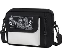 Сумка на плечо HEIKKI Selfie два кармана, черная/белая с принтом, 17x22x6 см, 272635