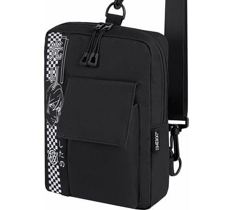 Сумка на плечо HEIKKI Torrent с карманом, Anime face, черная, 25x18x3 см, 272637