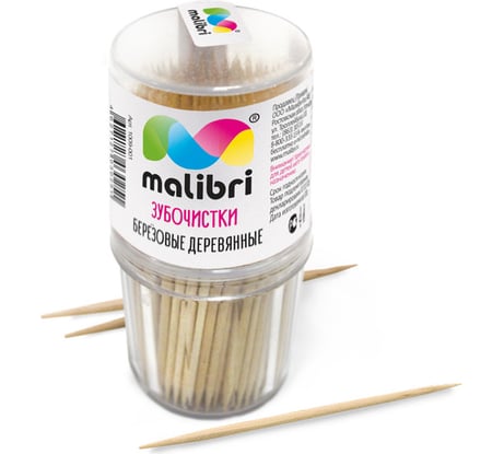 Зубочистки берёзовые Malibri 190шт 1009-001
