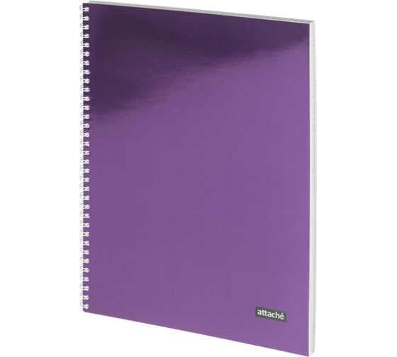 Тетрадь общая Attache А4, 96 л, Metallic фиолетовый, клетка, гребень, картон, фольга 1919356
