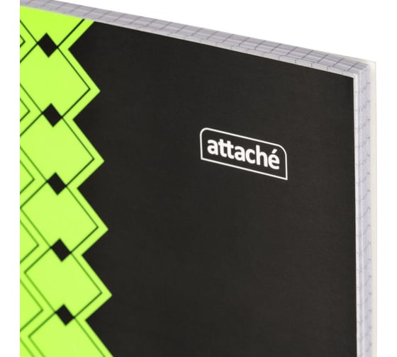 Тетрадь общая Attache А4, 60л, Персия Зеленый/Черный клет, 65г, гребень, ВД-лак 1919351