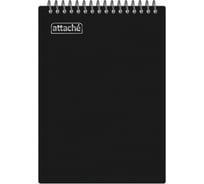 Блокнот Attache А5, 80 л, гребень, клетка, пластик, черный с тиснением 1775684