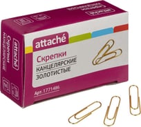 Скрепки Attache омедненные, 28 мм, негофрированные, золотистые, 50 шт/уп 1771486