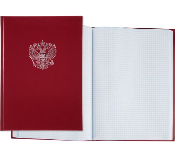 Книга учета Attache Герб А4, 96 л, в клетку, блок офсет, бумвинил бордовый 1837202