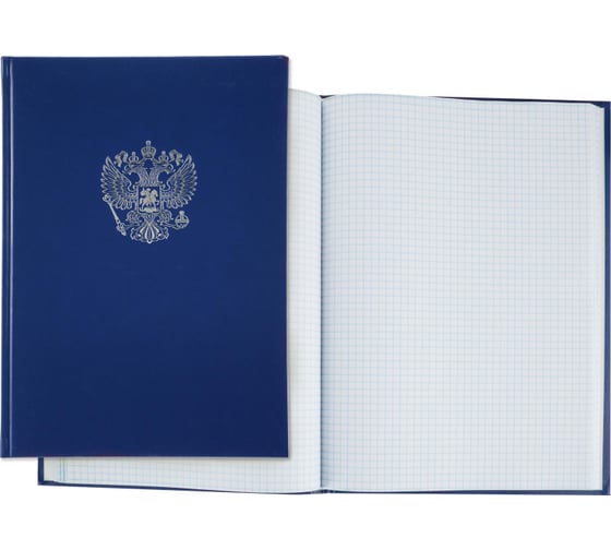 Книга учета Attache Герб А4, 96 л, в клетку, блок офсет, бумвинил синий 1837203