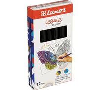 Ручка капиллярная Luxor "Iconic М ", упаковка из 12 шт., черная, 1,0 мм 361662
