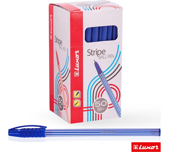 Ручка шариковая Luxor "Stripes", упаковка из 50 шт., синяя, 0,55 мм 246651