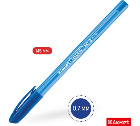 Ручка шариковая Luxor "InkGlide 100 Icy", упаковка из 12 шт., синяя, 0,7 мм, трехгранная 286863