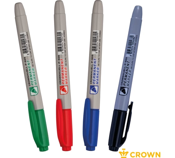 Набор перманентных маркеров Crown "Multi Marker Slim" 04 цв., пулевидный, 2,0 мм, чехол с европодвесом 207918