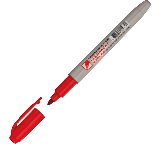 Маркер перманентный Crown "Multi Marker Slim", упаковка из 12 шт., красный, пулевидный, 2 мм 207897 1