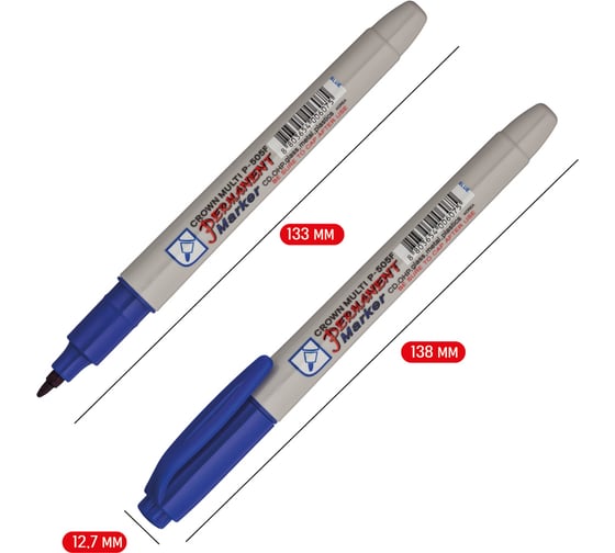 Набор перманентных маркеров Crown "Multi Marker Super Slim" 04 цв., пулевидный, 1,0 мм, чехол с европодвесом 207919