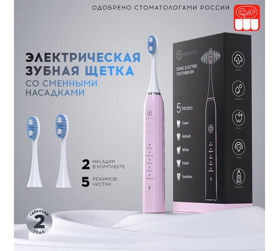 Электрическая зубная щетка TITAN electronics 08/розовая TELTB008PINK
