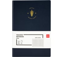 Блокнот DELI А5 96 листов 80 г/м твердая обложка, клетка 5x5 мм синий кожа EN116G 1793238