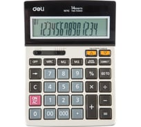 Калькулятор настольный DELI компактный E1671C, 14-разрядный, двойное питание, 185x135 мм, металл, золотой 1791540