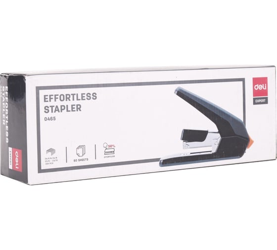 Степлер DELI E0465BLACK Expert 24/6 26/6 23/6 23/8 23/10 60 листов, сниженное усилие черный 1793375
