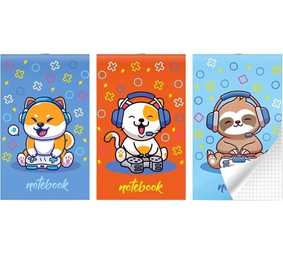 Блокнот LAMARK на скобе серия Little Gamers, А6, 30 листов, 102x162 мм, клетка, 15 шт в упаковке NB0222-S 1