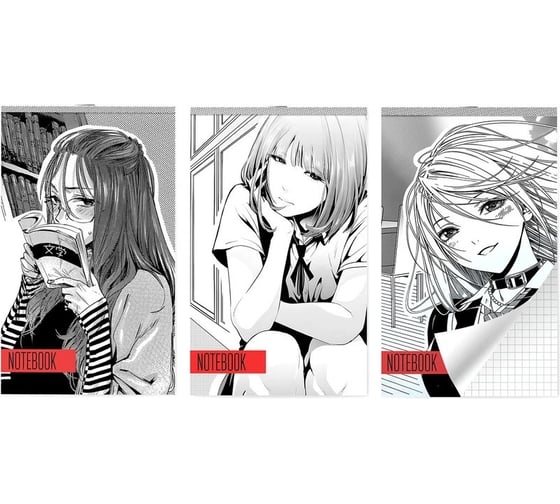 Блокнот LAMARK на скобе серия Manga, А6, 30 листов, 102x162 мм, клетка, 15 шт в упаковке NB0226-S 1
