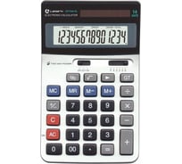 Калькулятор LAMARK 14 разрядов, средний настольный, 168,5x104x22 мм, двойное питание, серебристый DDT344-SL