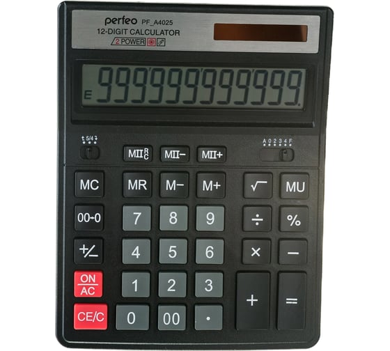 Бухгалтерский калькулятор Perfeo PF A4025 12-разрядный, черный 30011241