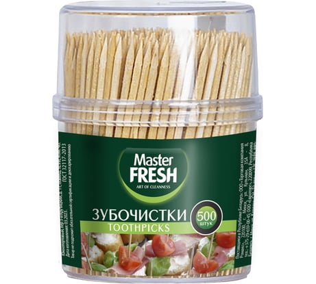 Зубочистки деревянные Master Fresh 500 шт. (1/6/36) 263610