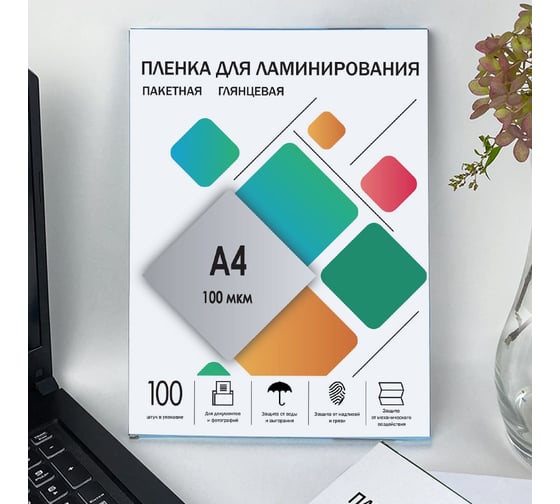 Плёнка для ламинирования ГЕЛЕОС А4, 100 мкм, 100 шт, 216х303 мм, глянцевая, LPA4-100