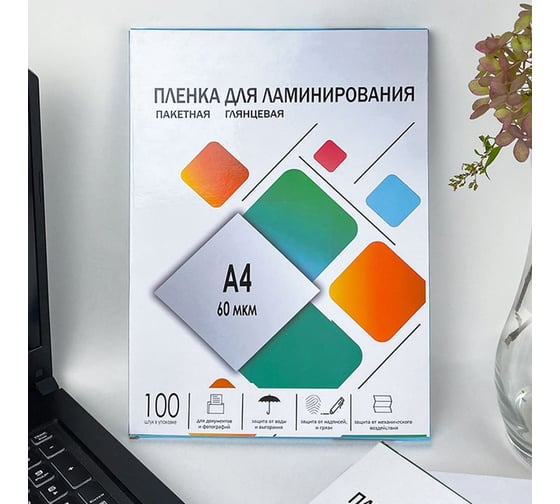 Плёнка для ламинирования ГЕЛЕОС А4, 60 мкм, 100 шт, 216х303 мм, глянцевая, LPA4-60