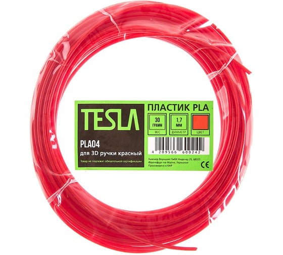 Пластик для 3D ручки TESLA PLA PLA04 красный, 10 м 371508 1