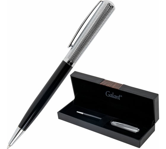 Ручка шариковая Galant подарочная Hector, корпус черный/серебро, детали серебро, узел 0,7 мм, линия письма 0,5 мм, синяя 144173