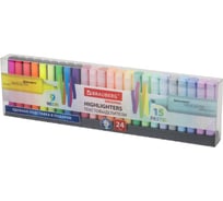 Набор текстовыделителей BRAUBERG 24 цвета на подставке, Original, 15 пастельных цветов + 9 неоновых цветов, линия 1-5 мм 152508